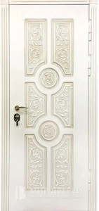 Входная дверь белая с зеркалом №12 внешняя - фото