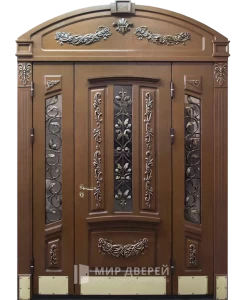 Арочная двухстворчатая дверь премиум №48 внешняя - фото