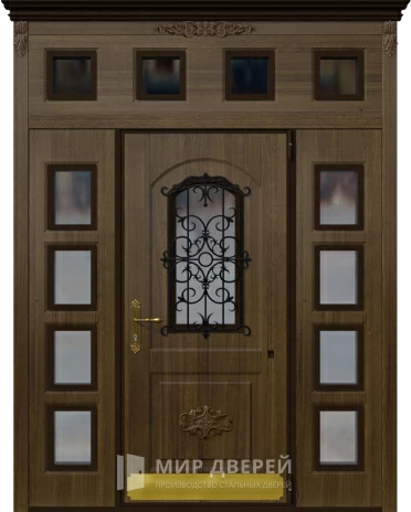 Фото «Усиленная парадная дверь с окном и решёткой под корабельную фанеру №2»